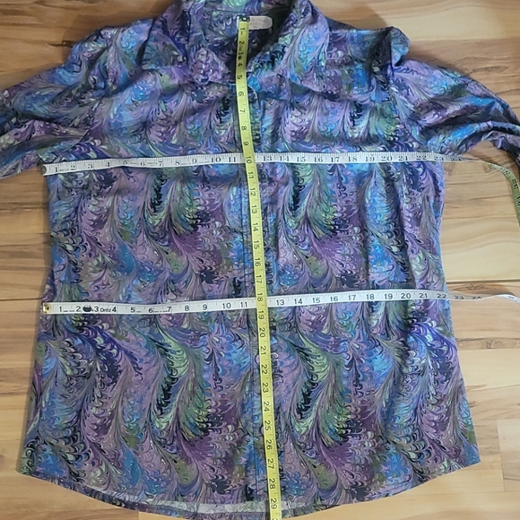 Vintage 70s Psychedelic Marble Print Leisure Shirt Large Retro Indie Hippi Boho - Picture 9 of 9